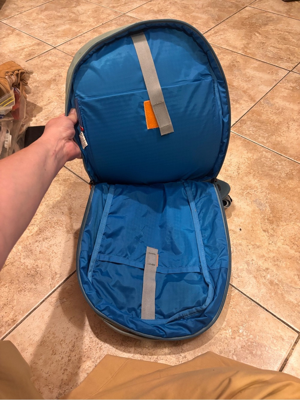 cotopaxi sage green backpack with blue trim - Picture 4 of 6